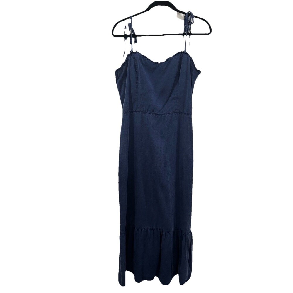 Kut From The Kloth Dress Womens Sz M Spaghetti Tie Straps Blue Smocked